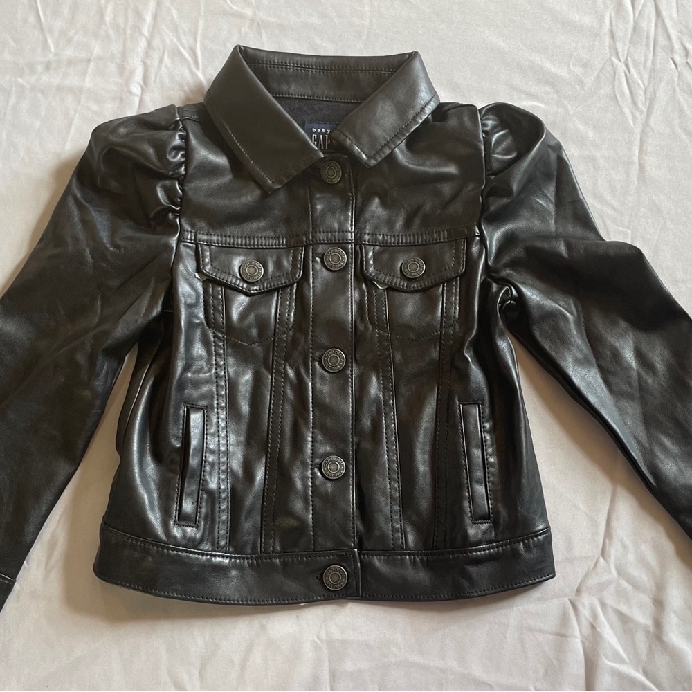 Kids Black Faux Leather Jacket Halloween